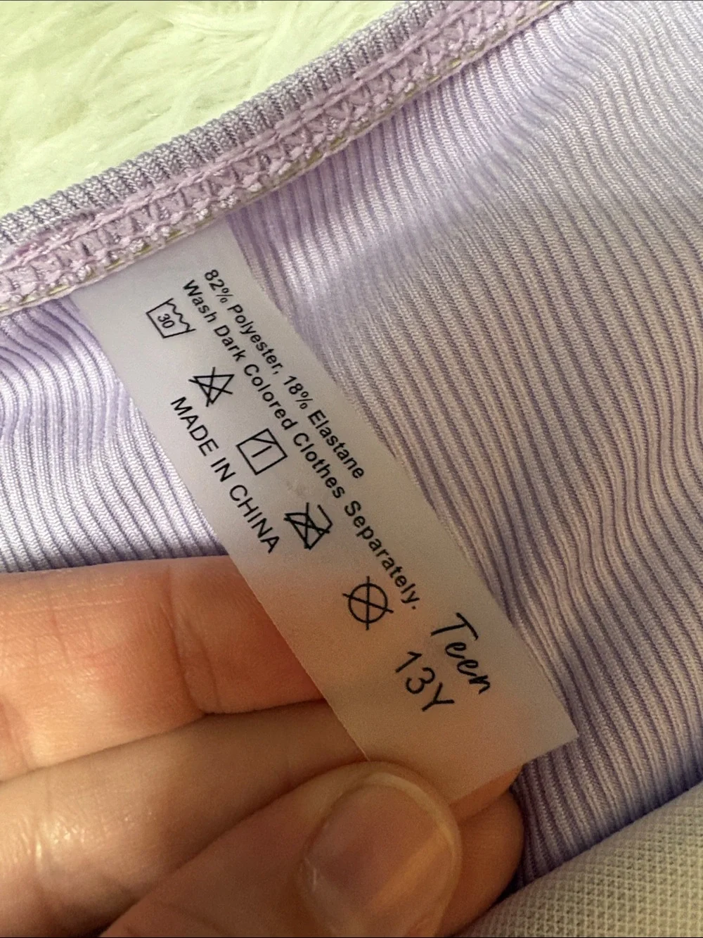NWOT Light Purple Ribbed 2 Piece Swim Set Youth Teen Size 13Y
